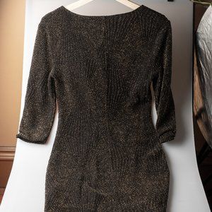 Forever 21 fitted glitter gold black dress